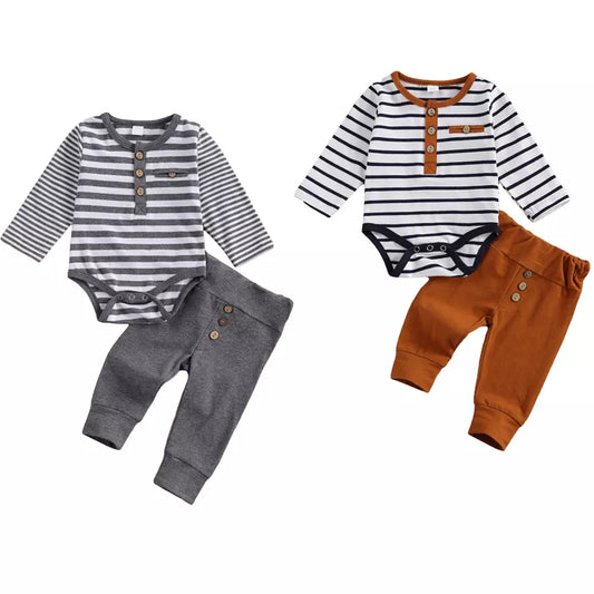 Casual Striped Bodysuit + Joggers Set