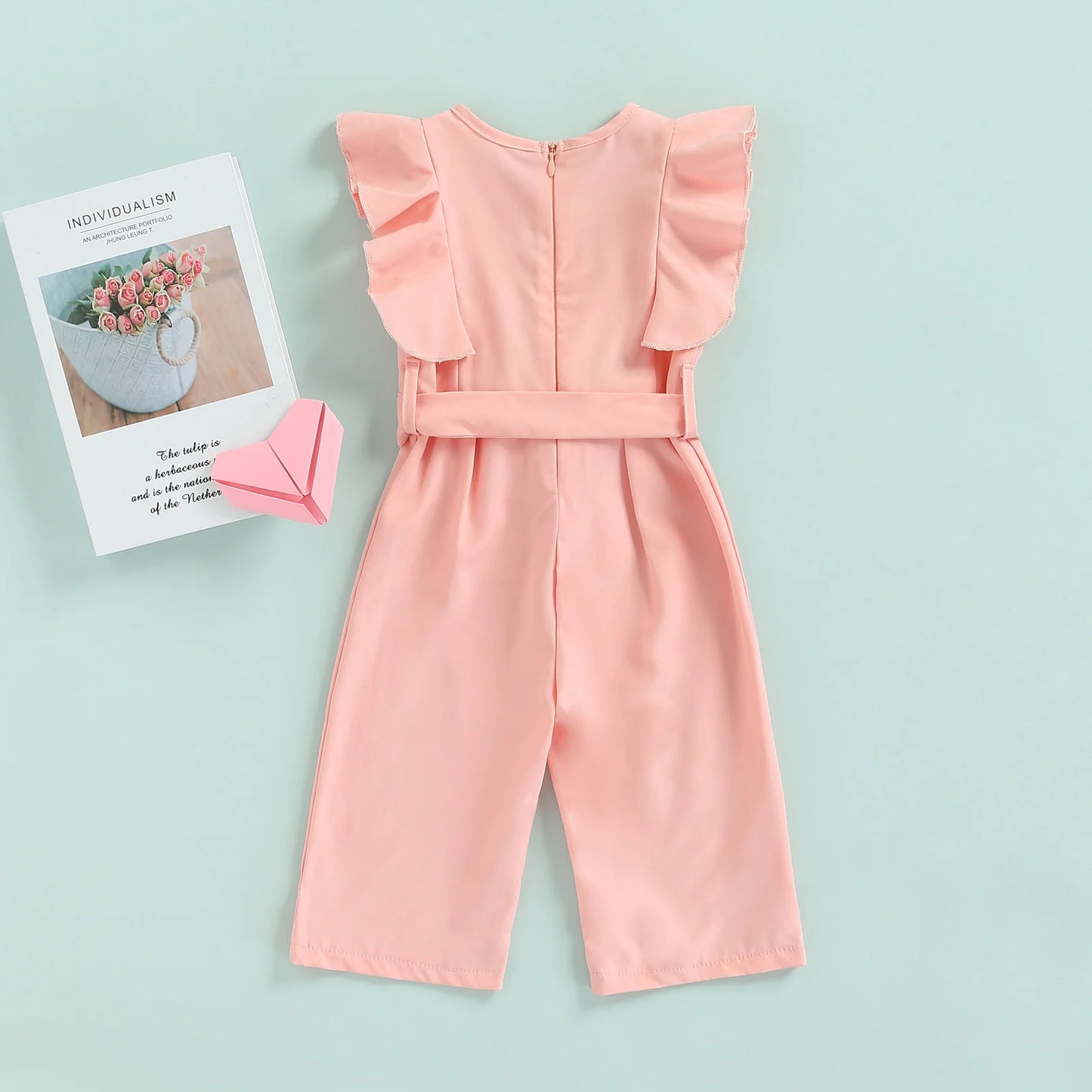 Off Shoulder Solid Pink O-Neck Jumpsuit