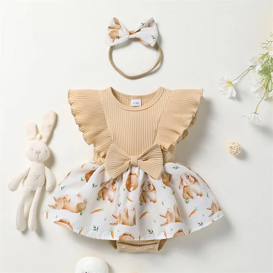 Rabbit Print Dress + Hairband Bow