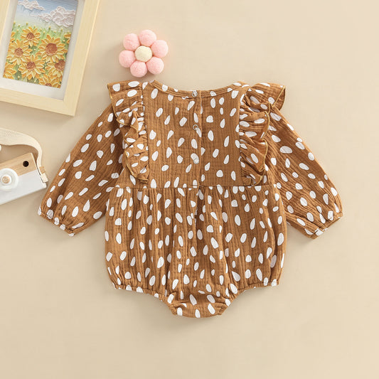 Irregular Dot Ruffle Long Sleeve